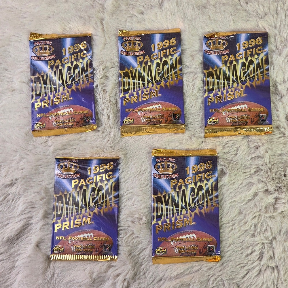 Lot of 5 1996 Pacific Dynagon Prism NFL Football Cards Sealed Packs Vintage